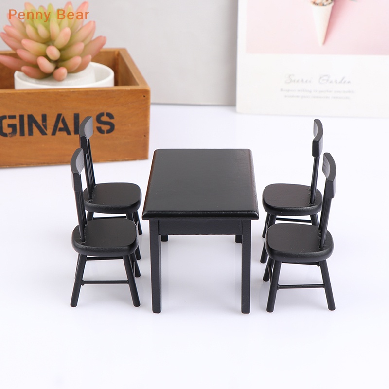 PennyBear 112 Dollhouse Restaurant Mini Dining Table Food Black Table