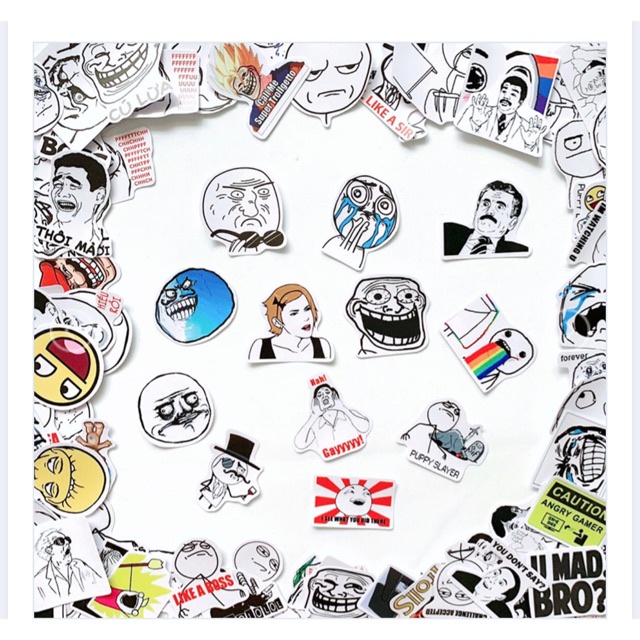 Sticker troll face meme 30 different silk presses with super nice ...