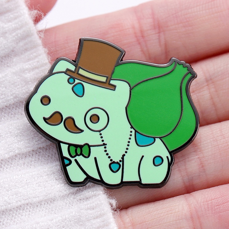 Anime Pokemon Enamel Pin Funny Gentleman Elf Brooch Dinosaur Pikachu ...
