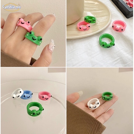 Cute Cartoon Frog Ring Fashion Resin Ring Ins Style Personality Acrylic ...