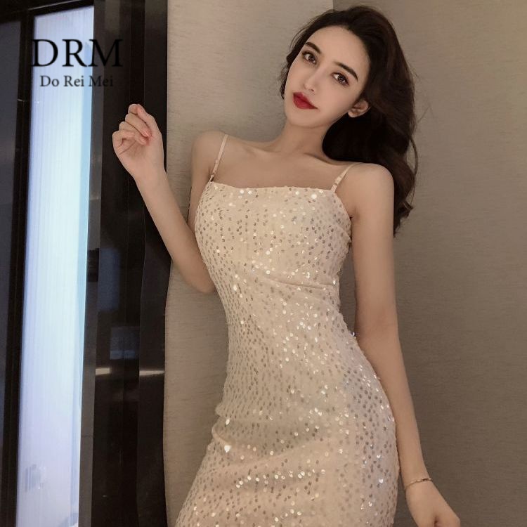 Lace Fairy Skirt Sexy Open Back Skirt Summer Dress Women Sequins Net Skirt Large Size Long