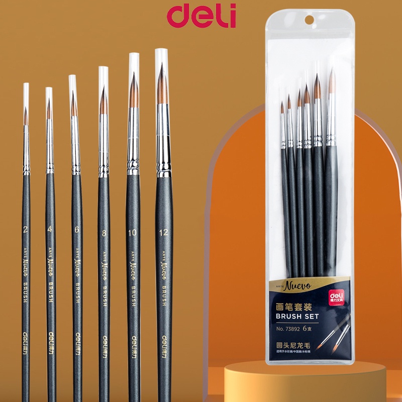 Deli 6PCS Hook Line Paint Brush Set Acrylic Painting Brushes Artist ...