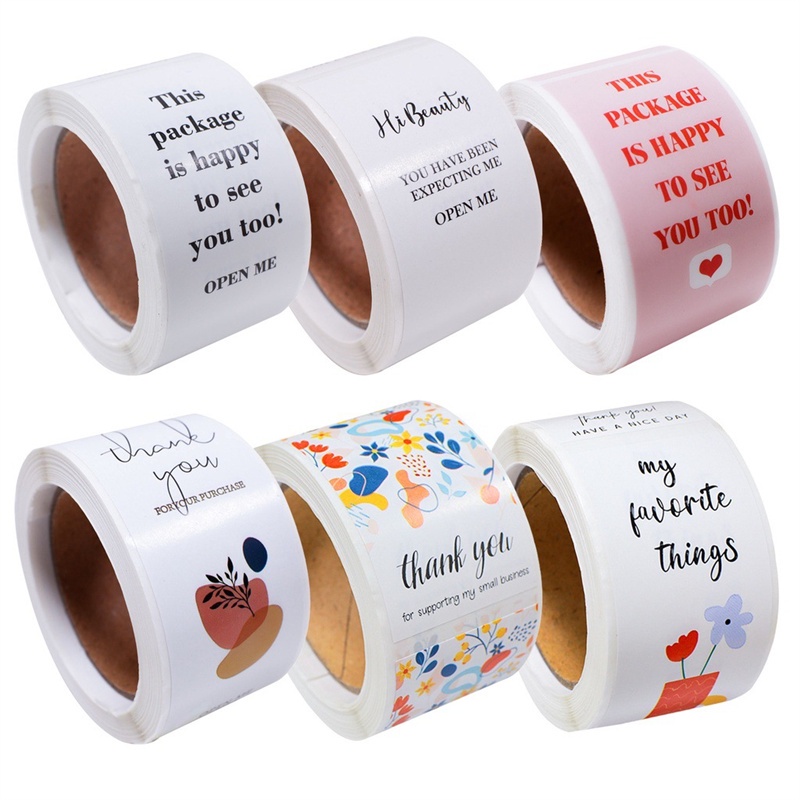 100 sheets/roll, white, minimalist, thank you stickers, gift box ...