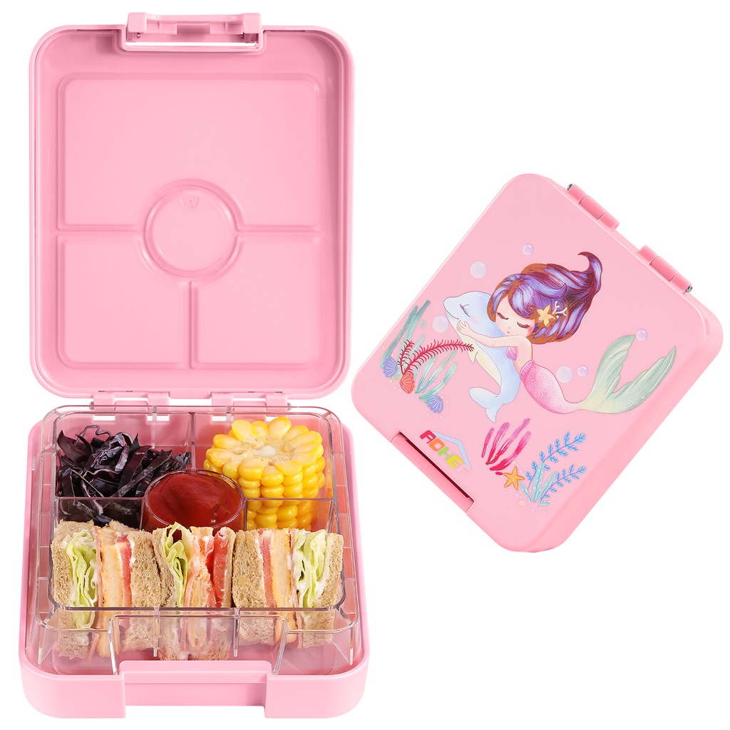 Customized children's bento lunch box: Mermaid bento box, 4-compartment