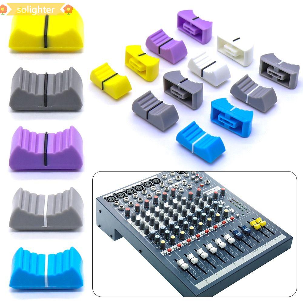 SOLIGHTER 10PCS Fader Knob Cap Touch Ribbed Mixer Desk Straight Slide