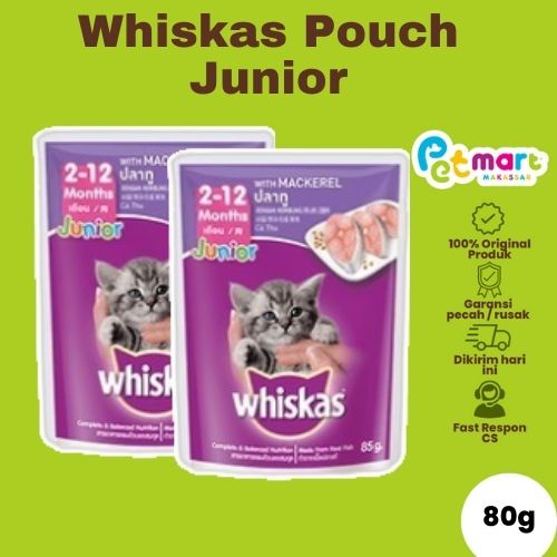 Wet Cat Food Tiller Whiskas Pouch Junior Mackerel Wet Food 80 gr