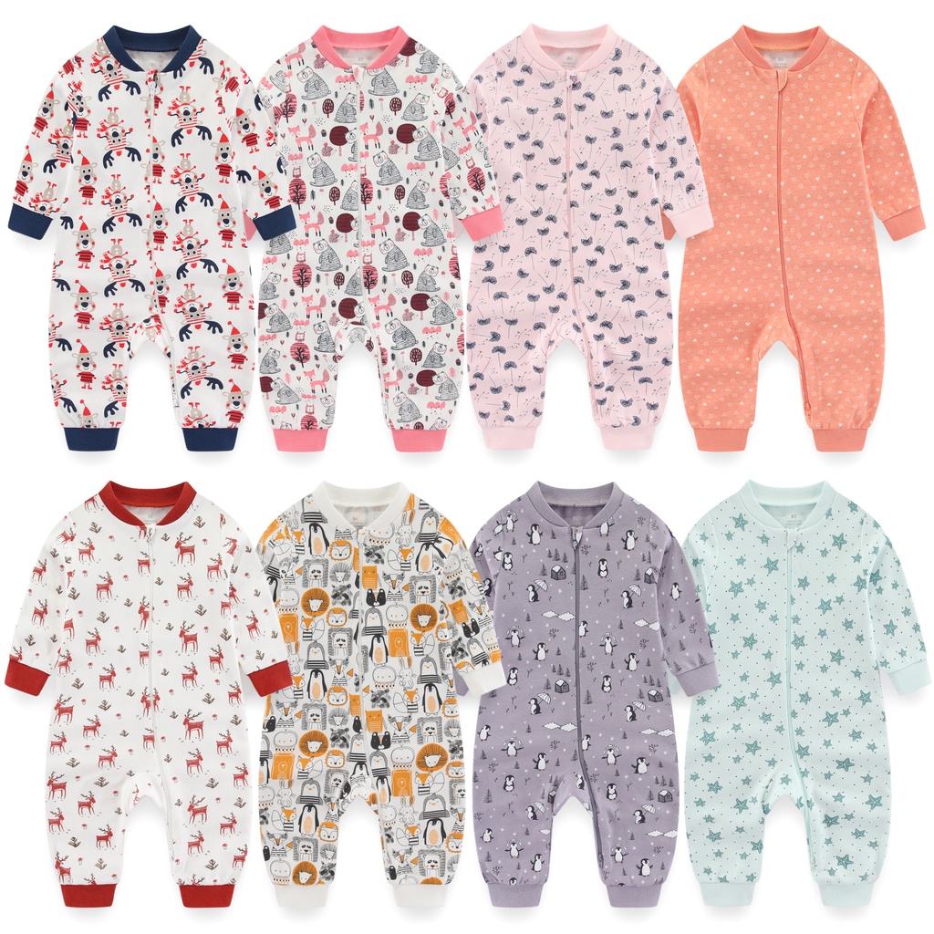 Newborn 100Cotton Baby Boys Girls Romper 024Months Long Sleeve Zipper