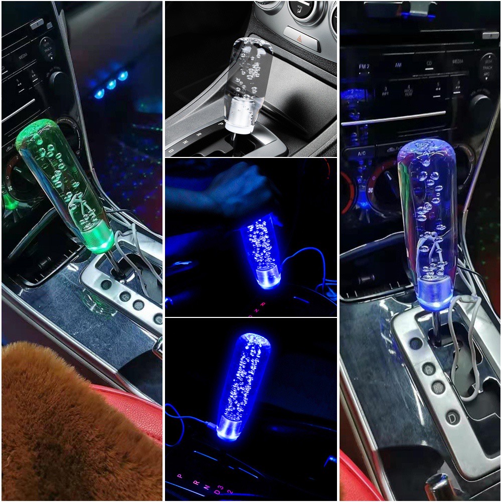 Universal LED Colorful Car Shifter Knob Gradient Crystal Manual Gear ...