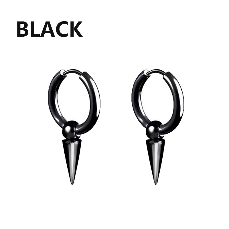 1 Pairs Punk Stainless Steel Stud Earrings Black Earrings Set For Men ...