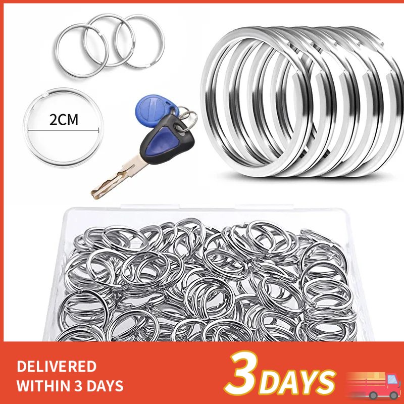 Silver Plated Metal Keychain Ring Split Ring Keyfob Key Holder Rings ...