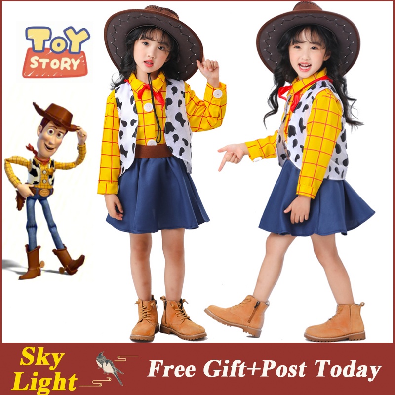 Toy Story Jessi Woody Cosplay Costume Cowboy Dress For Kids Girl Halloween  Christmas Gift For Girls Kids Clothes Full Set