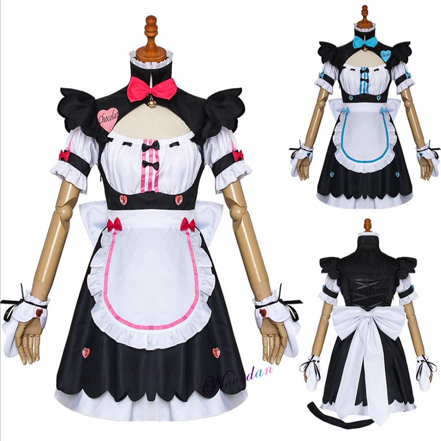 NEKOPARA Cosplay Anime Chocola Vanilla Maid Outfit Cute Cat Neko Girl ...