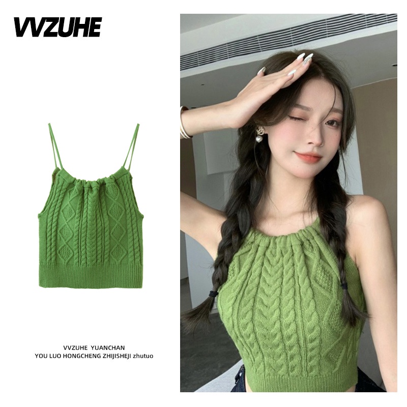 Free T Korean Ins Sexy Sling Beautiful Back Vest Female Green High