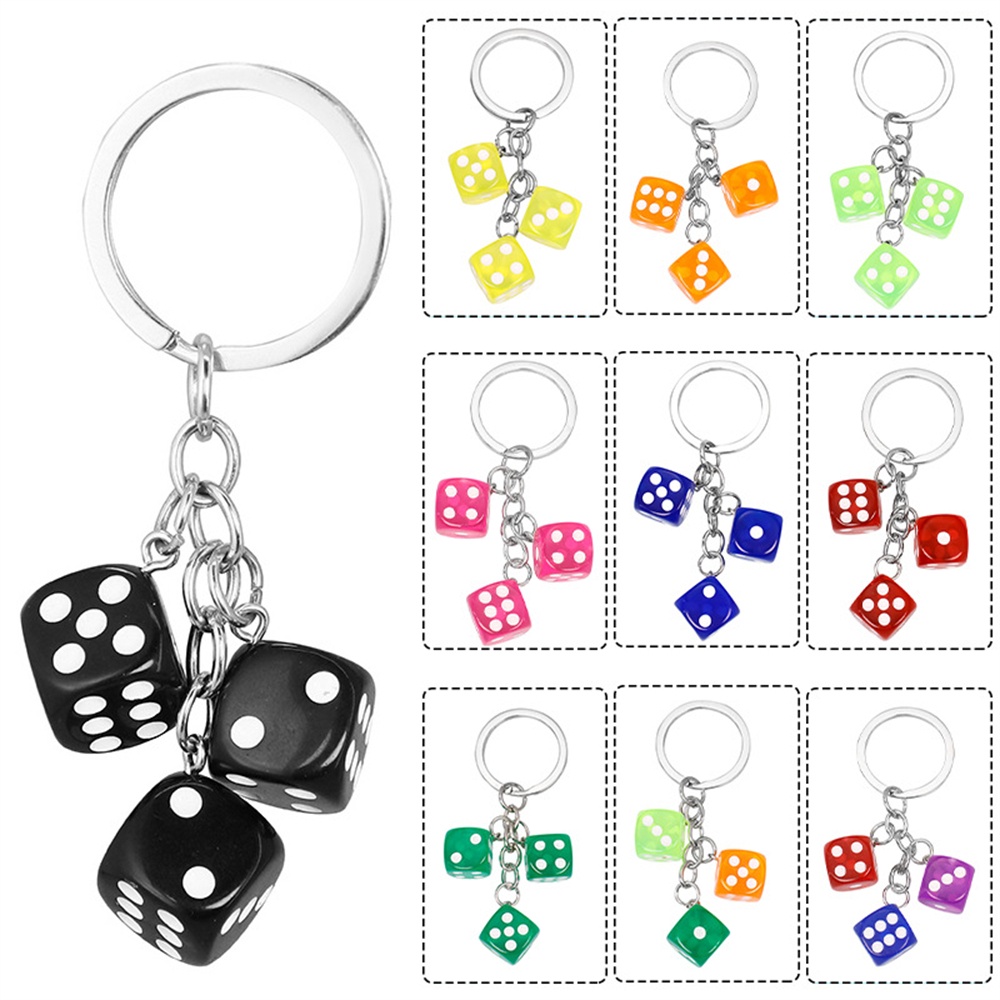 Creative Colourful Dice Keychain Fashion 3D Resin Dice Handbag Pendant
