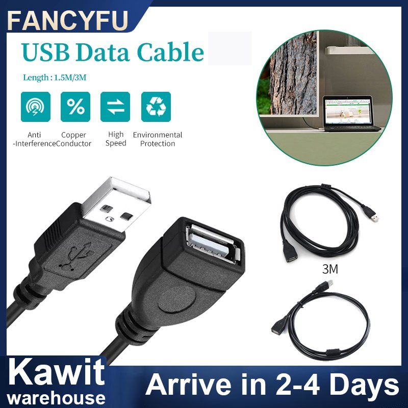 USB 2.0 Extension Cable Male To Female Data Cable Extender Data Sync ...
