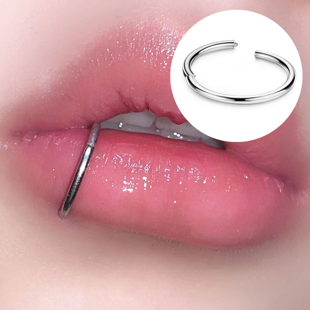 c shaped lip ring 1pc Punk Style Non-Piercing C-Shaped Ring, Fashionable And Personalized Lip 1pc synthetic zirconia c shape