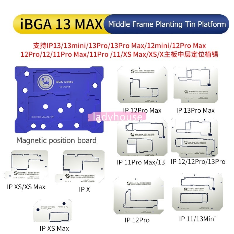 Original New Mechanic iBGA 13 Max 14 in 1 BGA Reballing Stencil ...