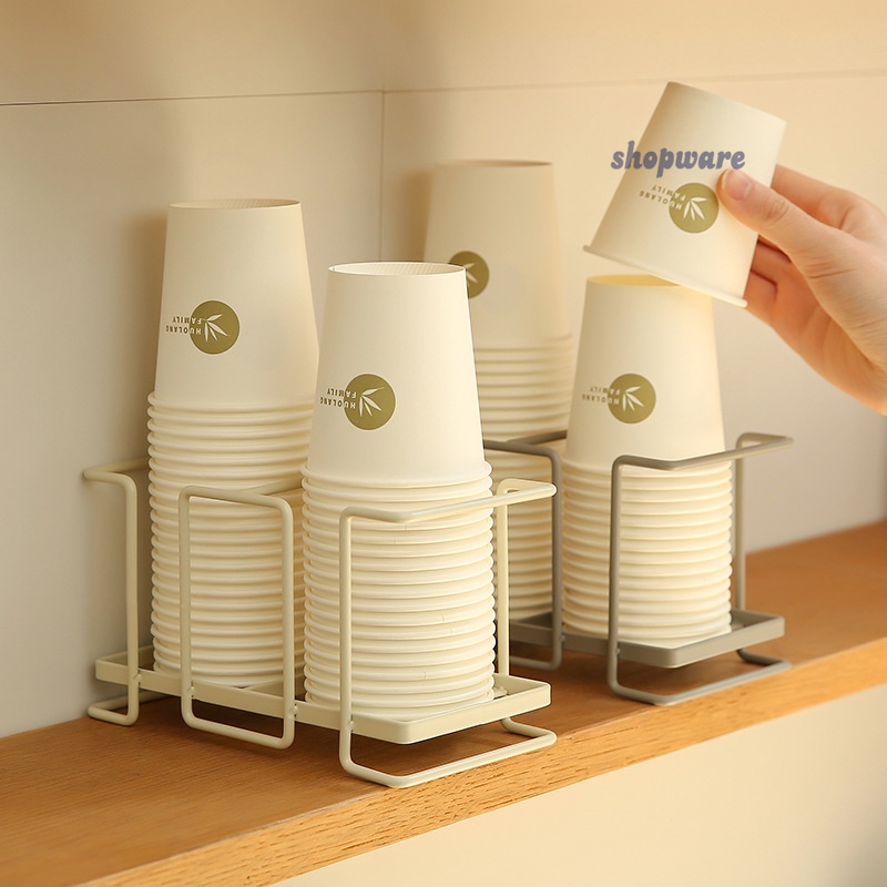 Shopware Paper Cup Holder Metal Paper Cup Rack Disposable Cup Storage