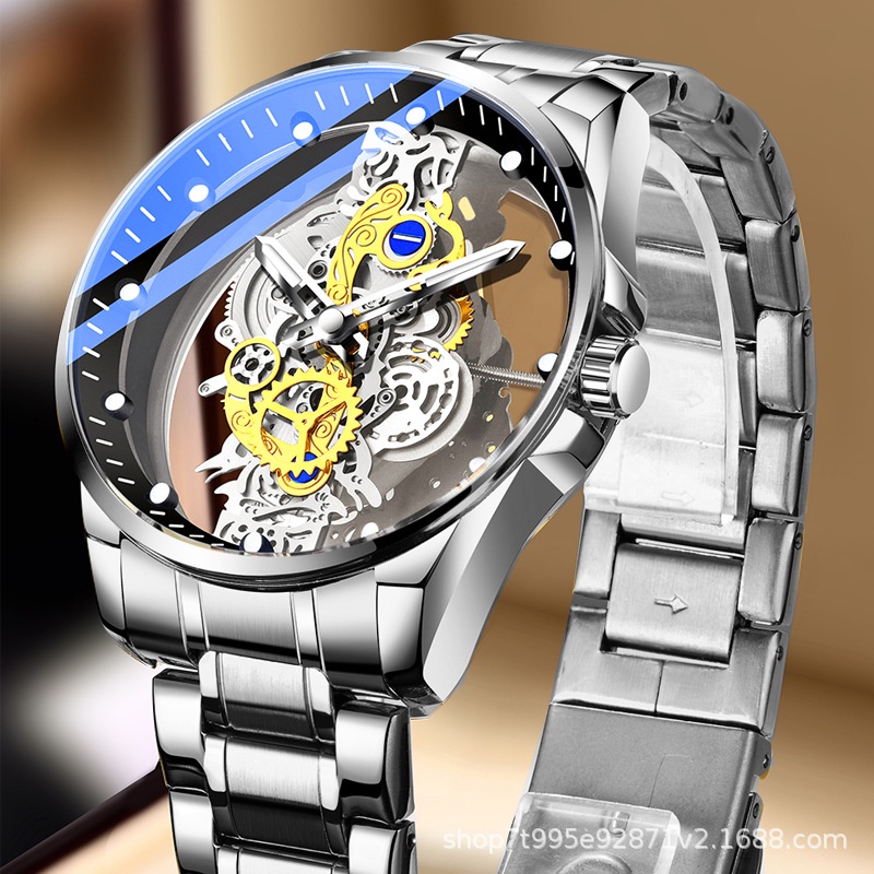 Double-sided Transparent Hollow Automatic Mechanical Watch Men's Watch ...
