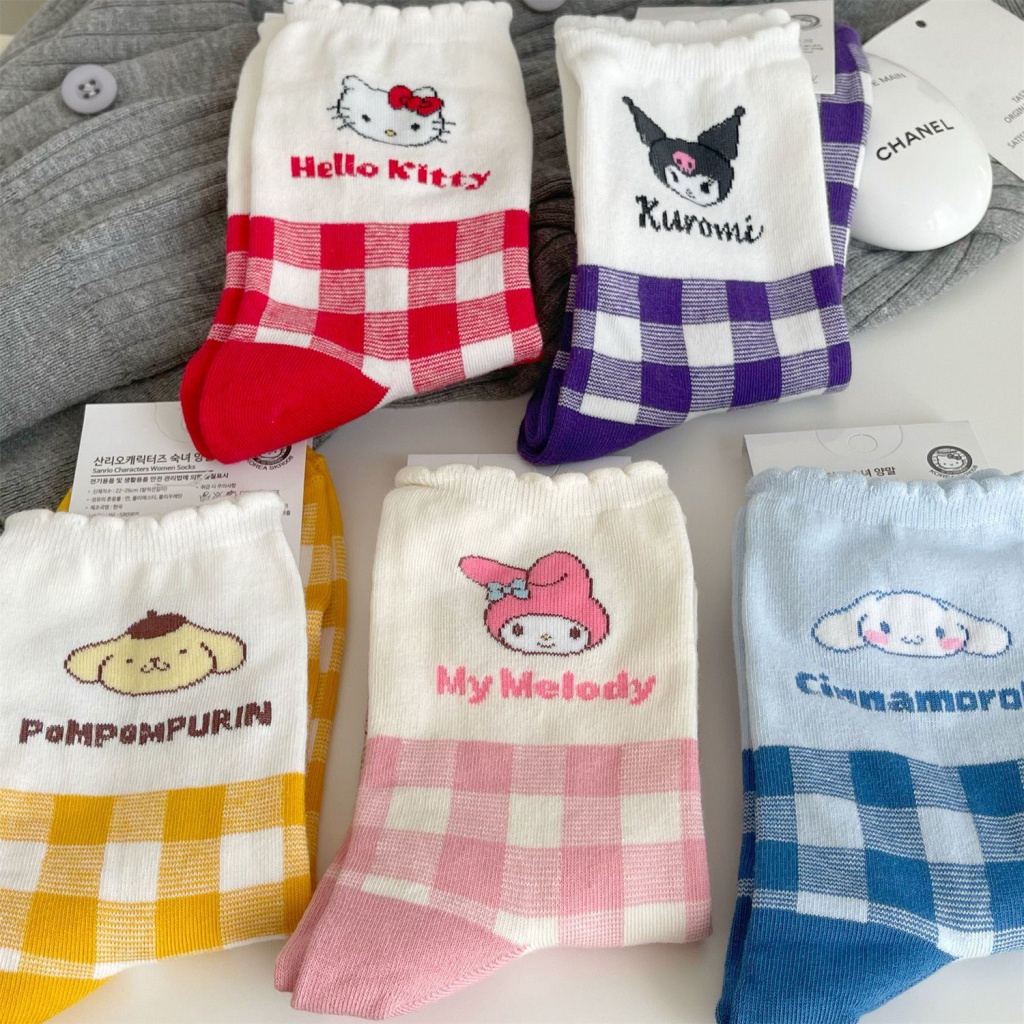 Sanrio spring summer mid-calf socks Kuromi My Melody ins sweet socks ...