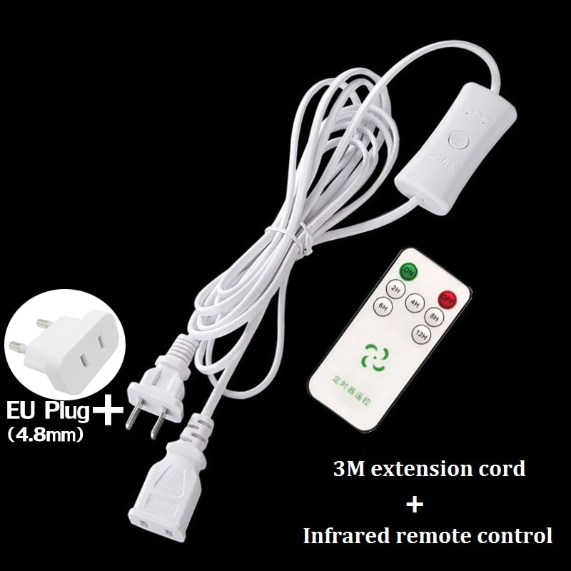 60W EU US Plug Power Extension Cord Cable White with Timer On/Off ...