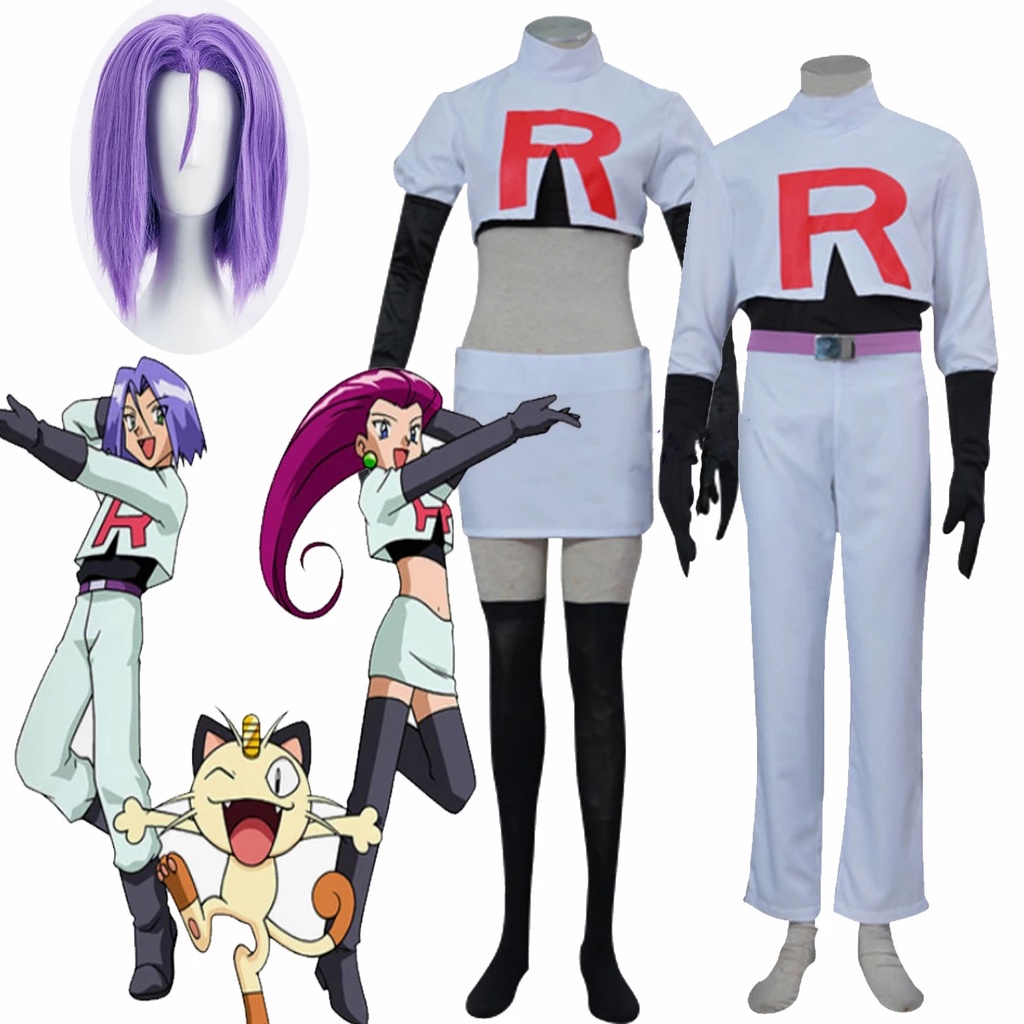 Anime Team Rocket Cosplay Jessie James Costume Wig Full Set Outfit ...