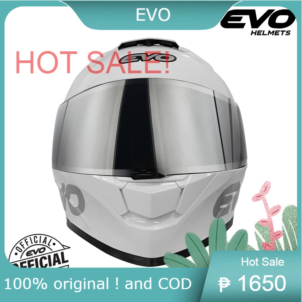 M1 store EVO GTPRO Pearl White Full Face Dual Visor Helmet with FREE