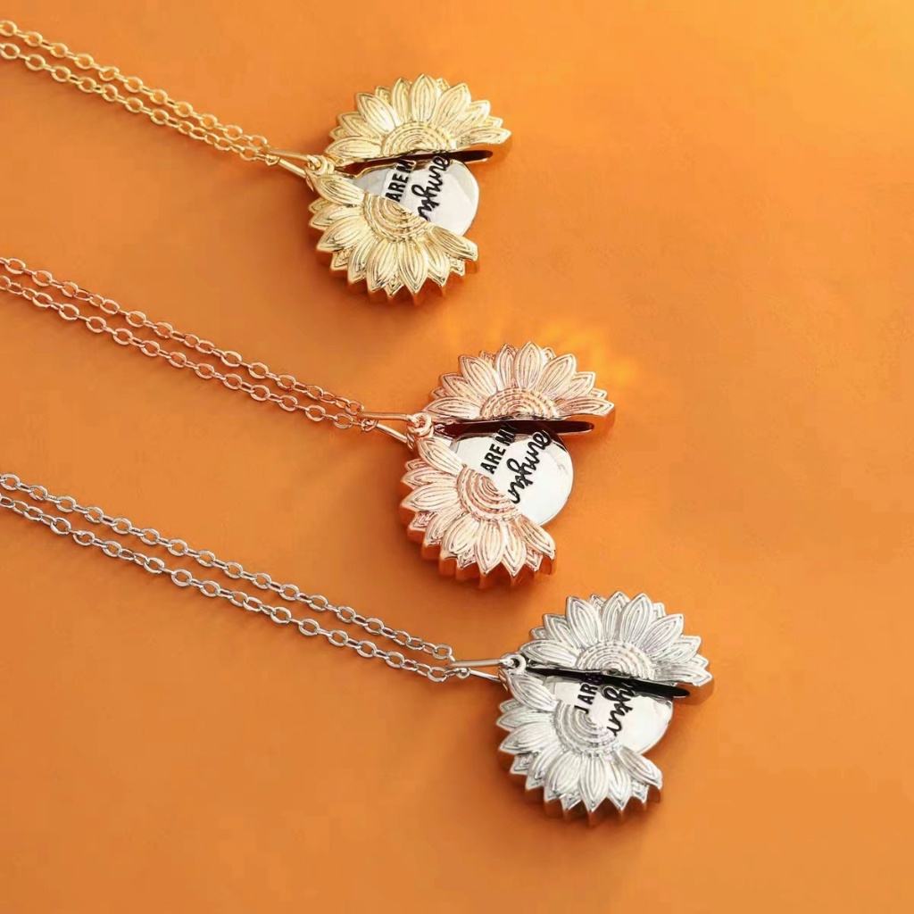Free Carving DIY Sunflower Necklace Custom content Carving women s necklace Shopee Philippines