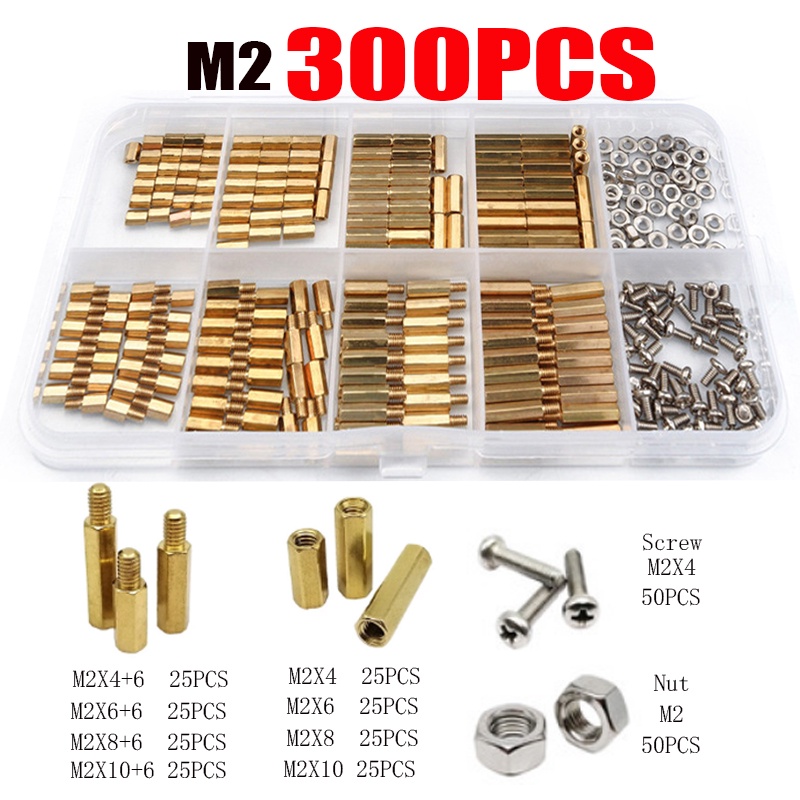 136/300pc M2 M3 M4 Solid Brass Copper PCB Board Hex Hexagon Standoff ...