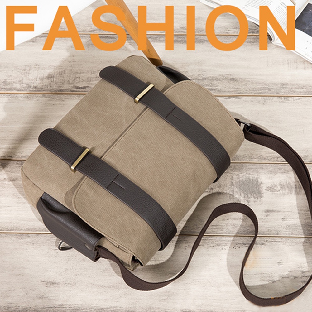 Retro Green Messenger Shoulder Bag Rucksack Canvas Haversack - Foto 3
