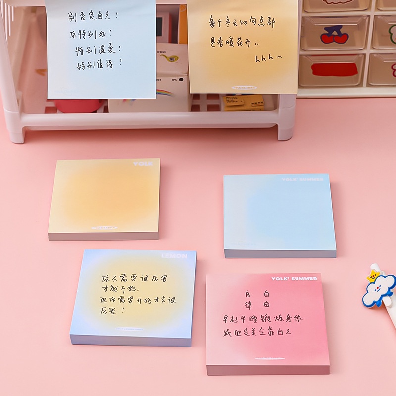 Egg Yolk Gradient Solid Color Mark Message Note Book Sticky Note Memo ...
