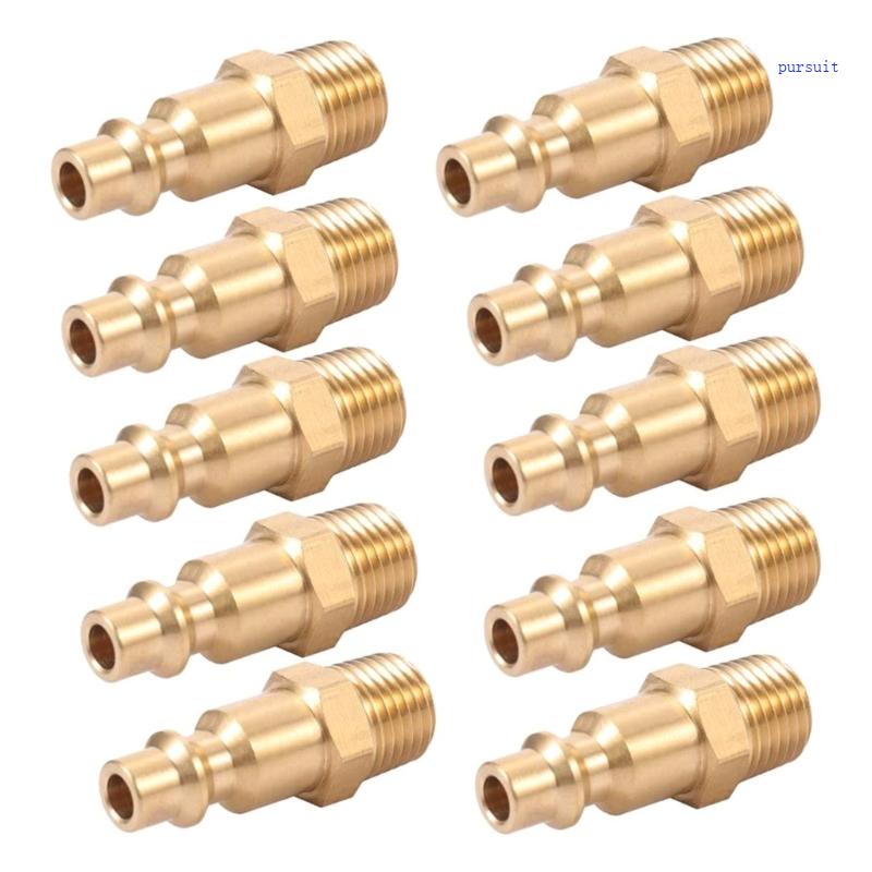 【SUIT*】 10 Pcs Brass 1 4Inch NPT Male Thread Air Hose QuickConnect