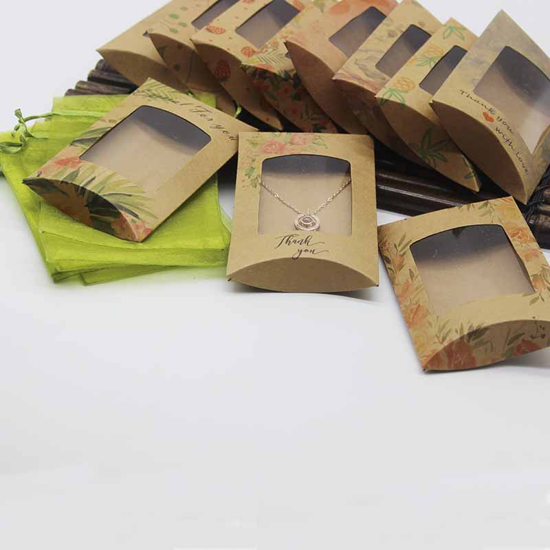 Necklace box 10pc12.5*8*2cm kraft/ gift box pillow boxes delicate
