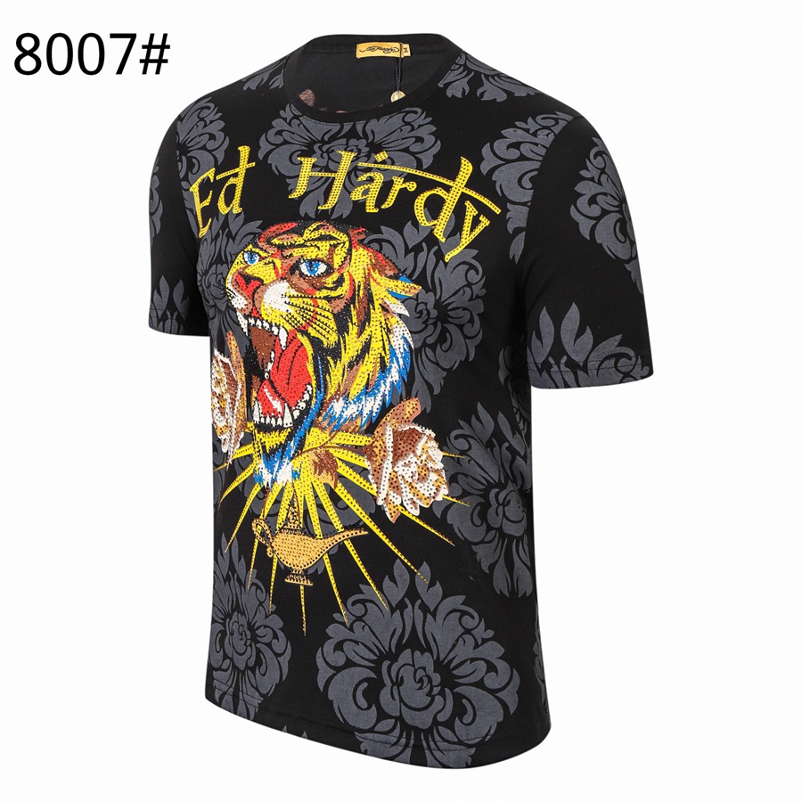 ED Hardy Mens Tiger Rhinestones 3D Print Hip hop Casual Short sleeve T ...