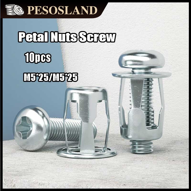 10Pcs Petal Nuts Screw Petal Rivet Lock Nuts With Screw License Fixed