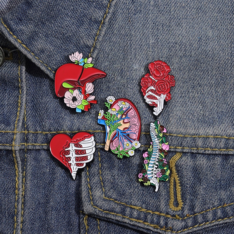 Floral Organs Enamel Pin Brain Heart Lung Teeth Uterine Spine Pelvis ...