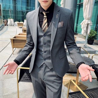 Men Slim Fit Business Leisure One Button Formal Two-Piece Suit for Groom  Wedding