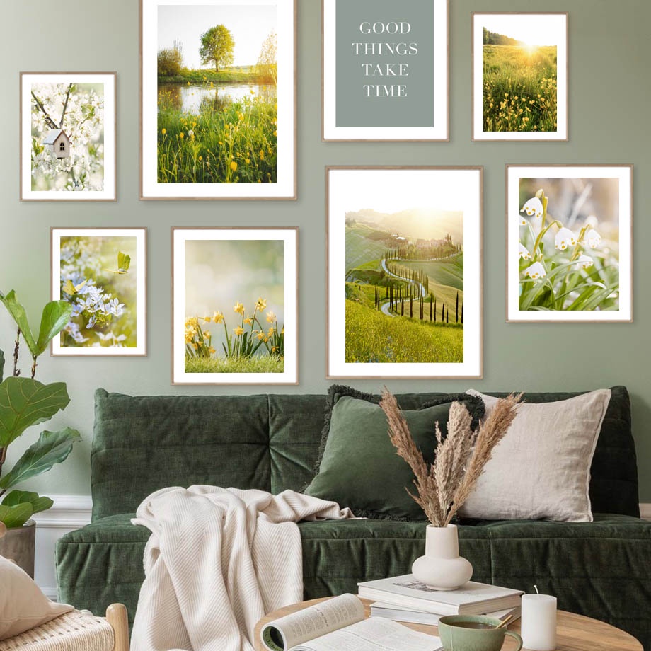 Spring Scenery Flower Green Vegetation Posters and Prints Canvas ...