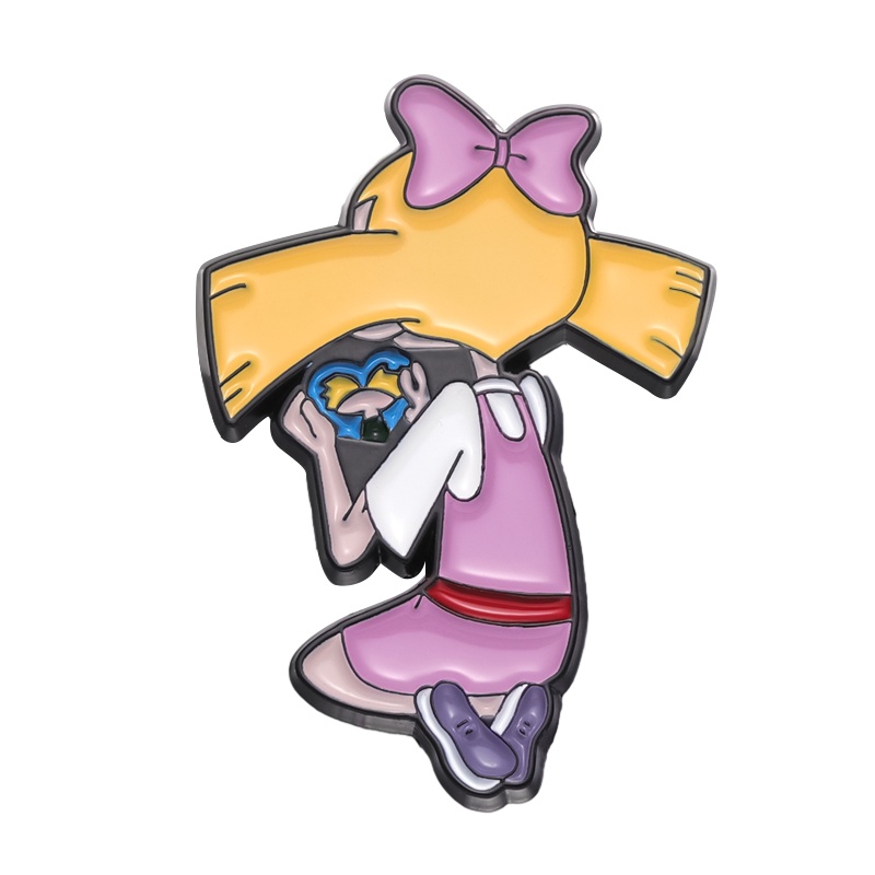 Hey Arnold Brooch Cute Animated Cartoon Metal Badge Student Backpack ...