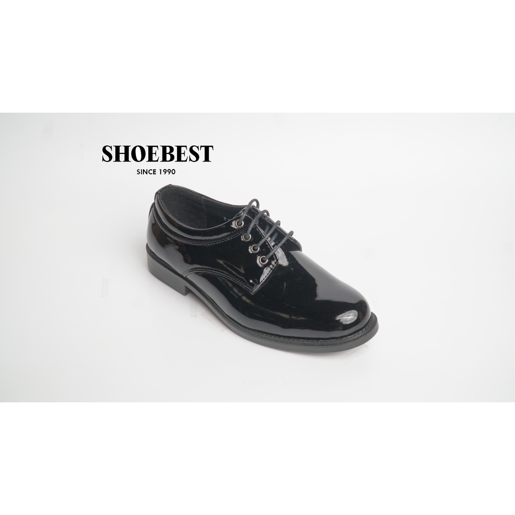 ShoeBest Black Leather Police Shoes for Men William 8118