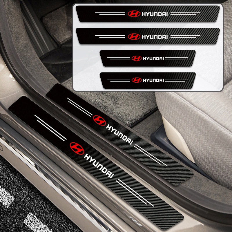 4PS Car Door Side Step Sill Strip Carbon Fibre Leather Anti Scratch ...