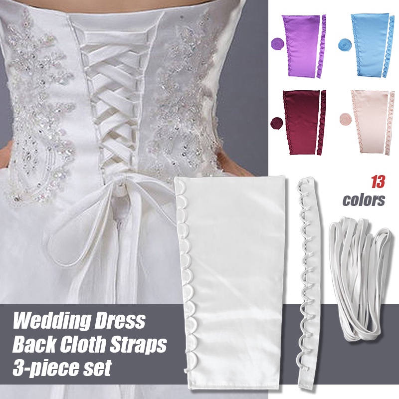 3Pcs/Set Satin Corset Kits Lace up Back Zipper Replacement for Wedding