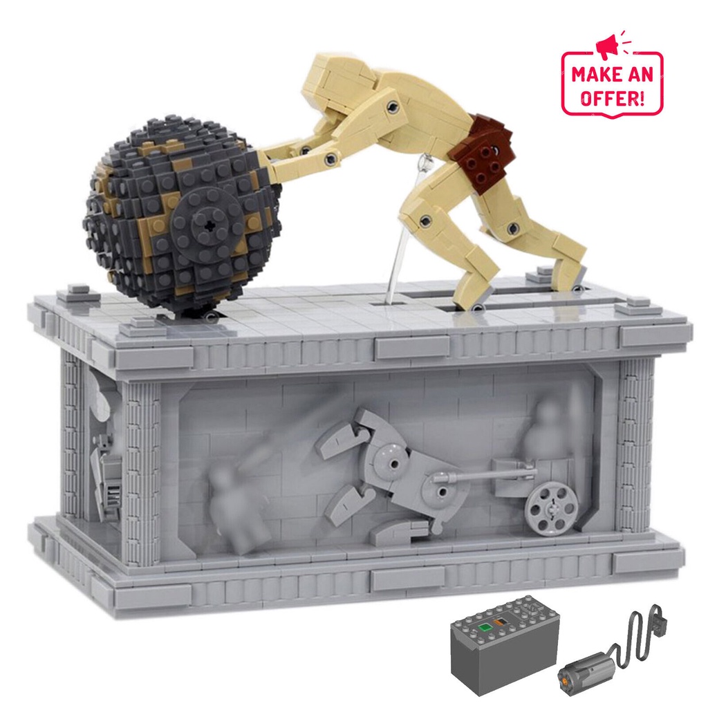 MOC-13424 Sisyphus Automata Pushing Stone Motorized Sculpture Model ...