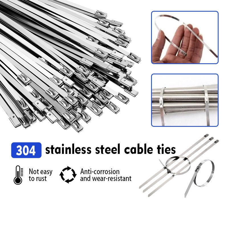 10PCS Multi-Purpose Locking Cable Metal Zip Ties Stainless Steel cable ...