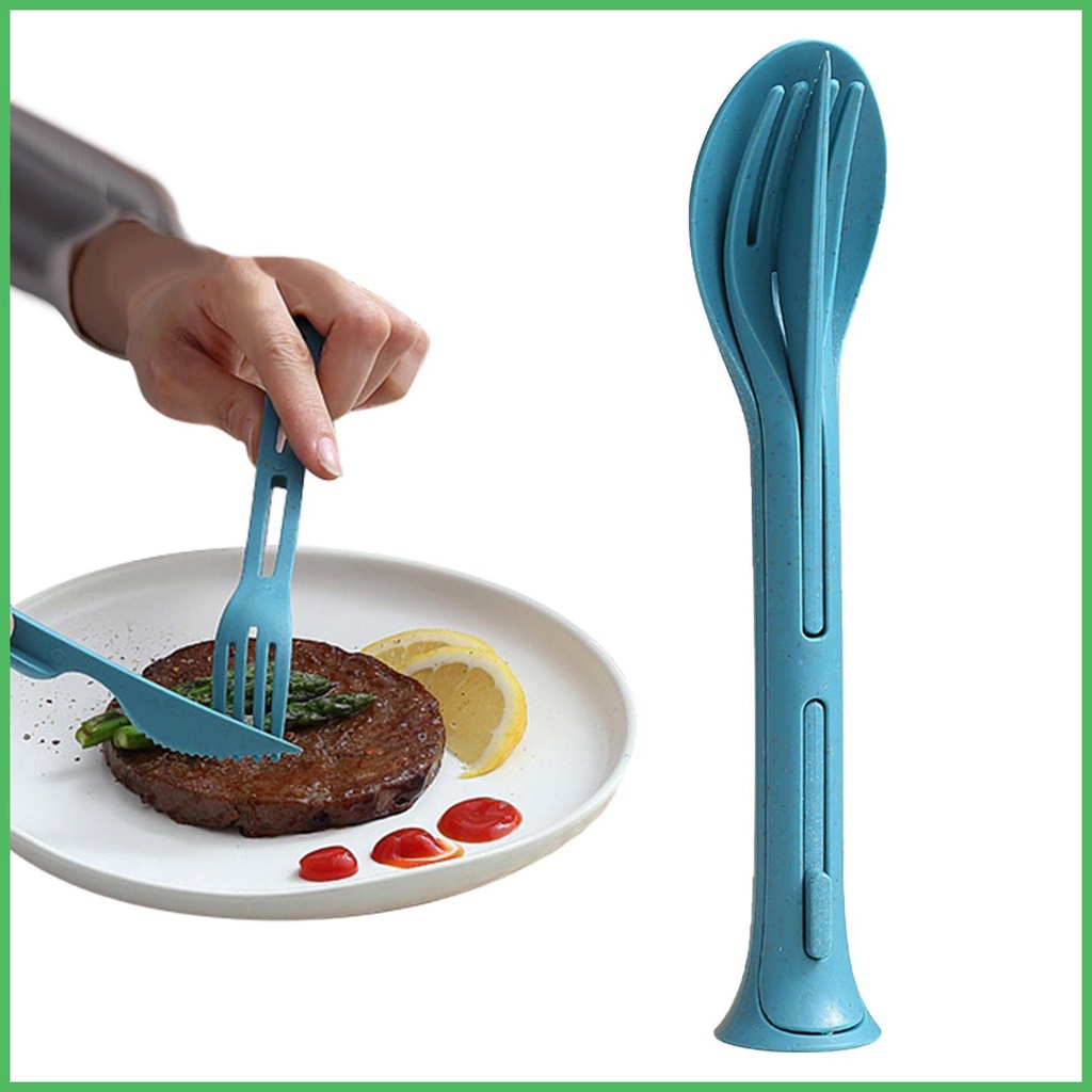 Camping Cutlery Set 3 In 1 Foldable Camping Backpack Picnic Cutlery Set