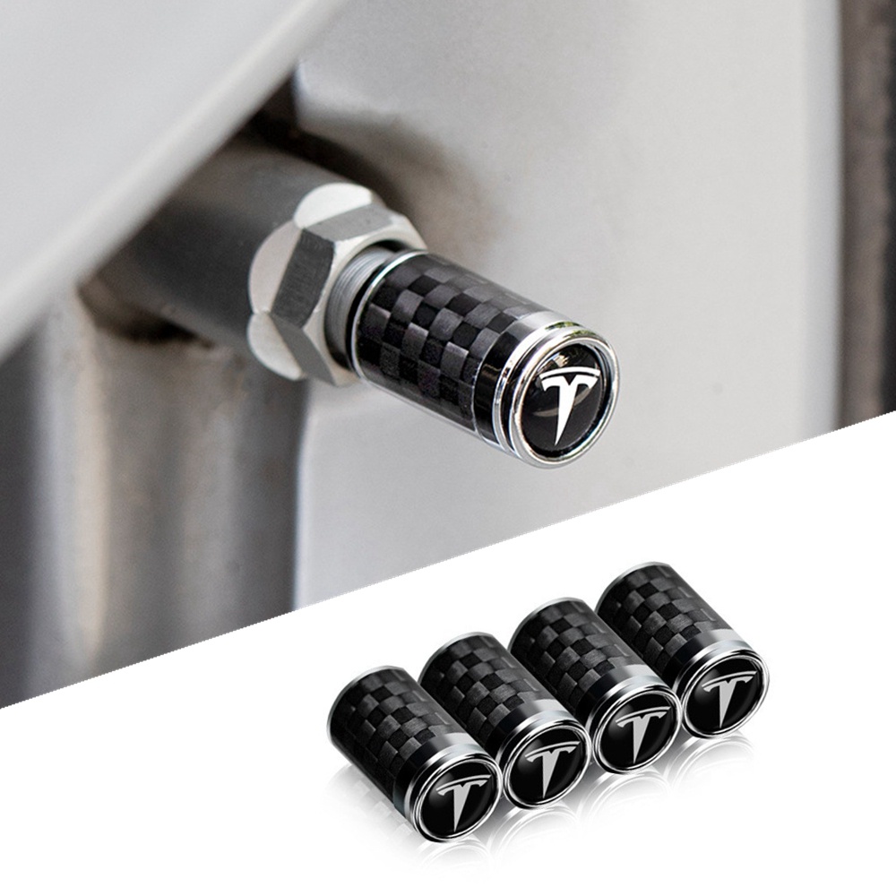 4PCS Aluminum Alloy Valve Stem Cap For Tesla Model Y X S 3