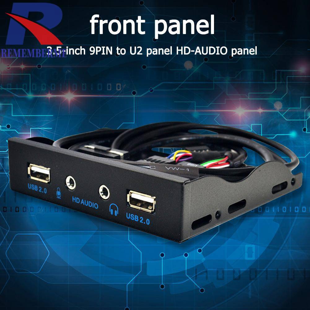 3.5 inch 9Pin to 2 USB 2.0 HUB Floppy Bay HD Audio 3.5mm Front Panel ...