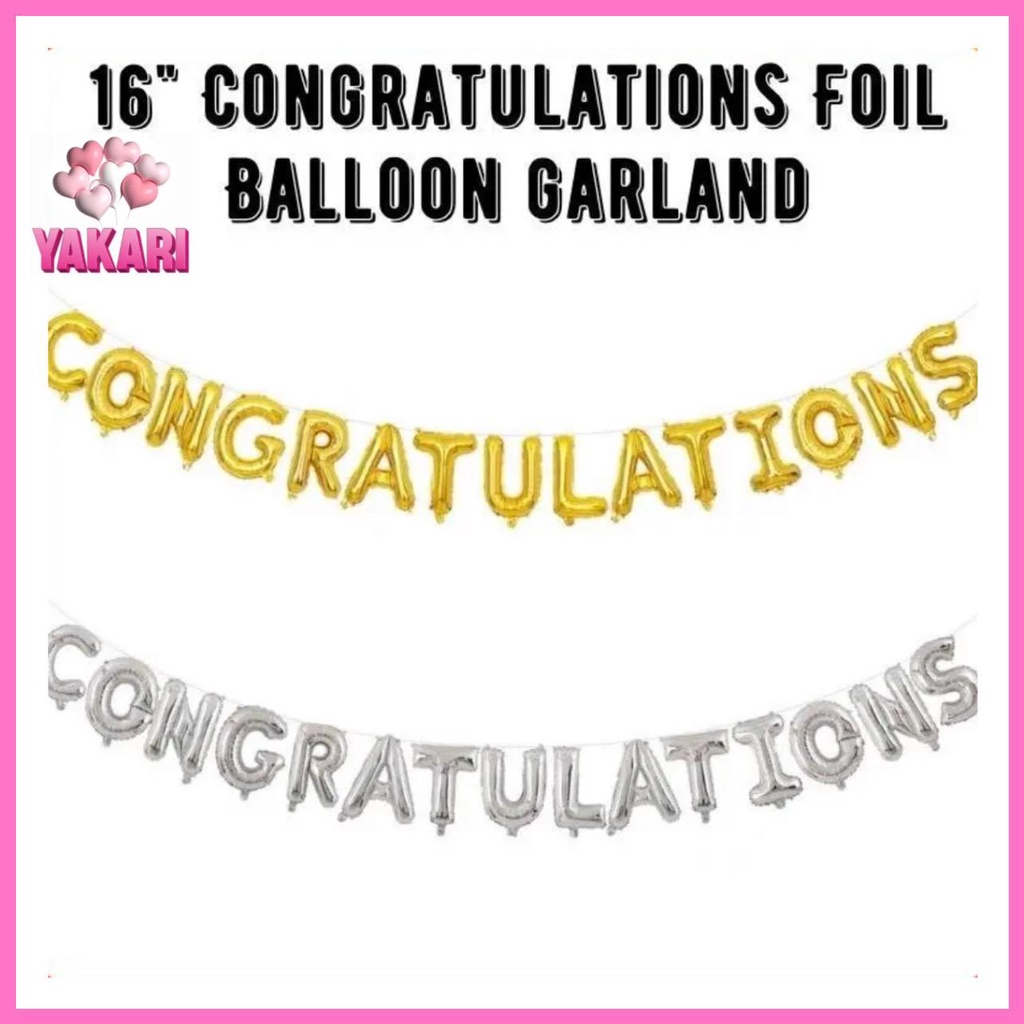 16 Inches Congratulations Letter Aluminum Foil Set Balloon Graduation ...