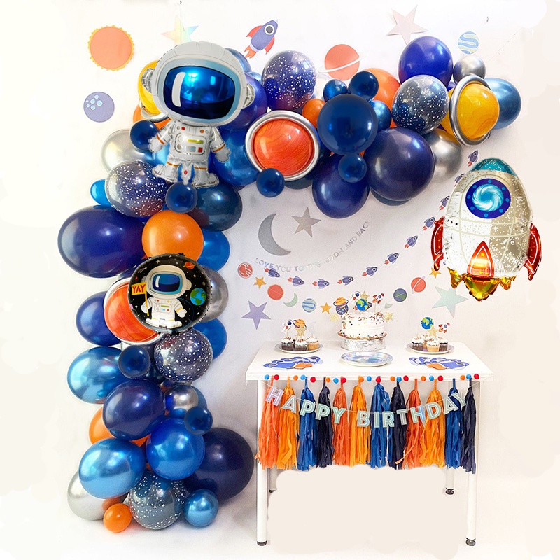 49pcs Set Outer Space Birthday Theme Astronaut Balloons Garland Arch 