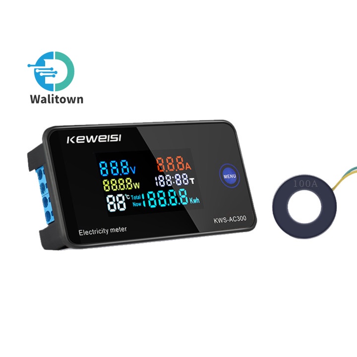 KWS-AC300 AC50-300V 20A/100A Color Screen AC Voltage and Current Meter ...